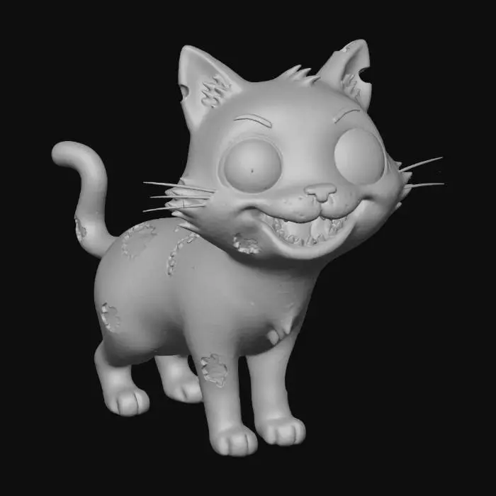 3D model for #Halloween2025#, zombie cat d'halloween cartoon, pas de fond