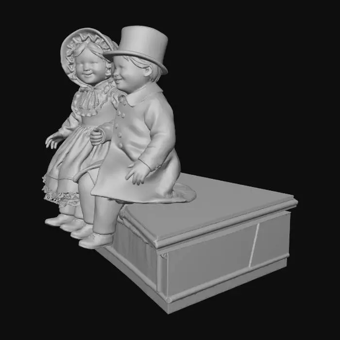 3D model for Élégante figurine d'enfant de Noël victoriens, jouants pres de la cheminée#Christmas2025#