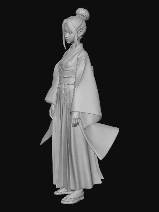 3D model for japanesse girls thats a samuari looking she is bottom heavy shes good looking and wearing haori style of clothing