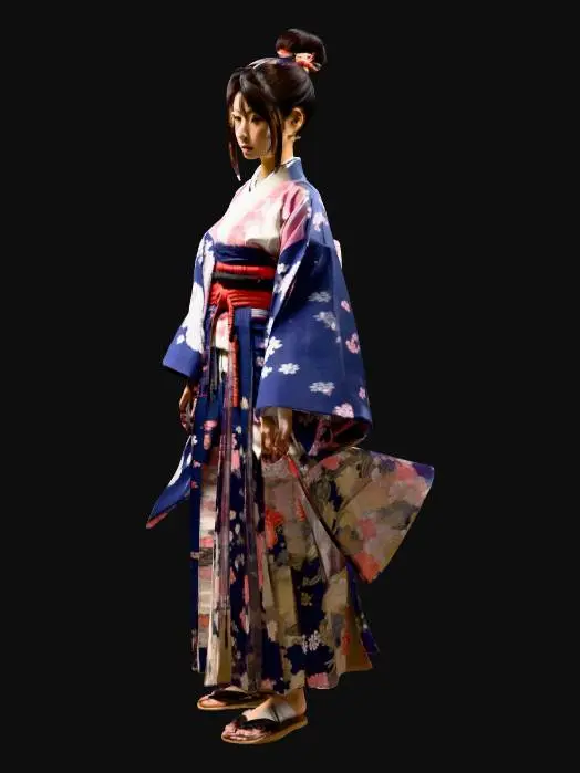 3D model for japanesse girls thats a samuari looking she is bottom heavy shes good looking and wearing haori style of clothing