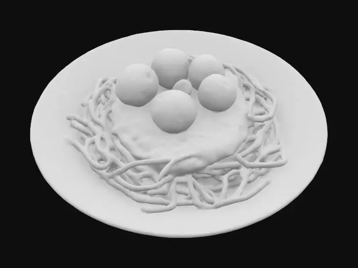 3D model for Realistic plate of spaghetti with meatballs, Highly Detailed, Ultra Realistic
