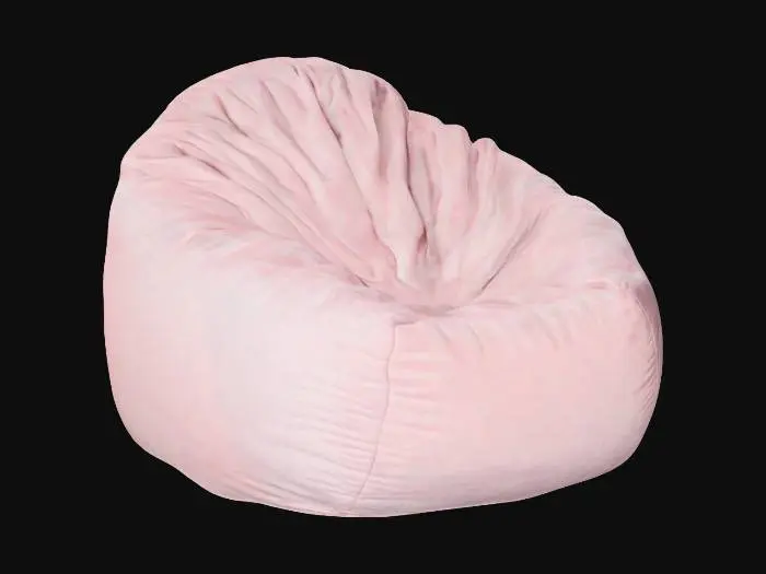 3D model for Fluffy soft beanbag chair, pale pink, Ultra Realistic