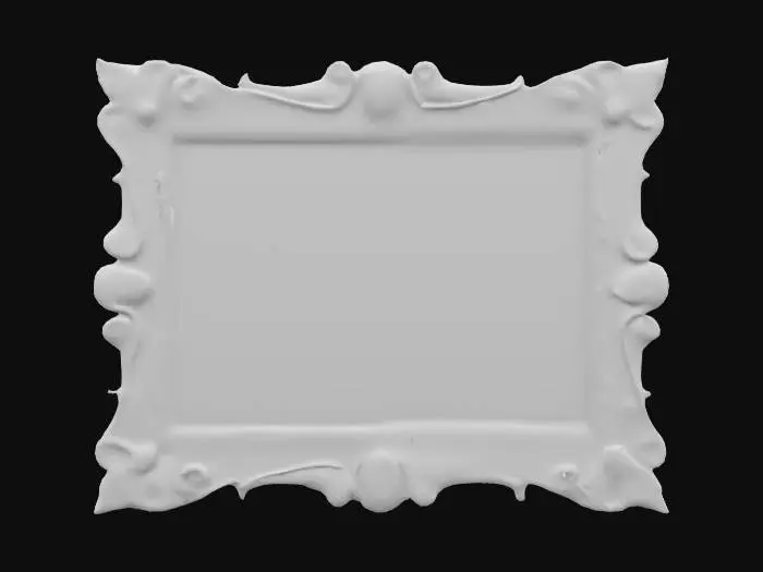3D model for Ornate polished gold picture frame with painting of a landscape. The back should be blank solid gold. , Highly Detailed, Ultra Realistic