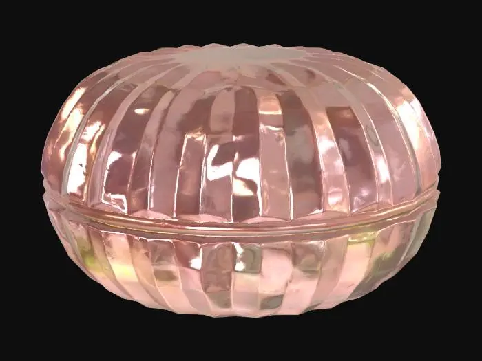 3D model for glass storage box, highly detailed and ornate, pastel colors, luminous