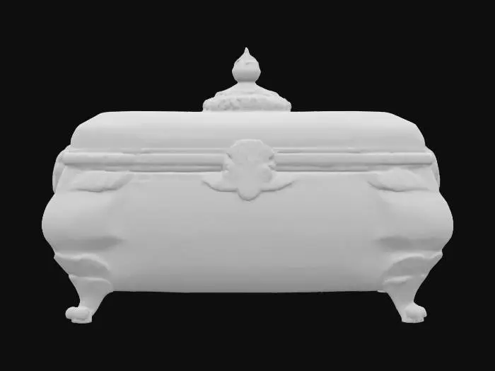 3D model for glass storage box, highly detailed and ornate, pastel colors, luminous