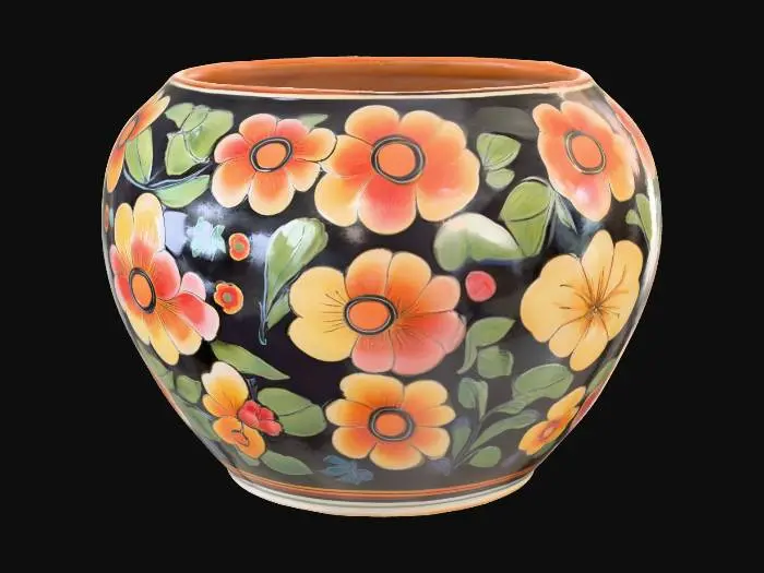 3D model for hand painted glossy pottery planter