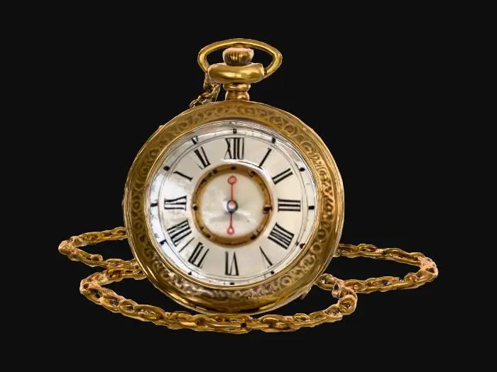 3D model for Highly detailed Victorian pocket watch. High gloss polished antique brass, ultra detailed, polished brass, glossy, shiny, 