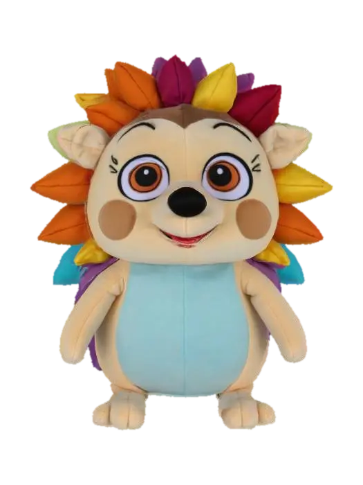 plushie soft cartoon hedgehog, Pixar Style, Fabric, Symmetrical Body, Portrait 3D model, vytvořený pomocí AI