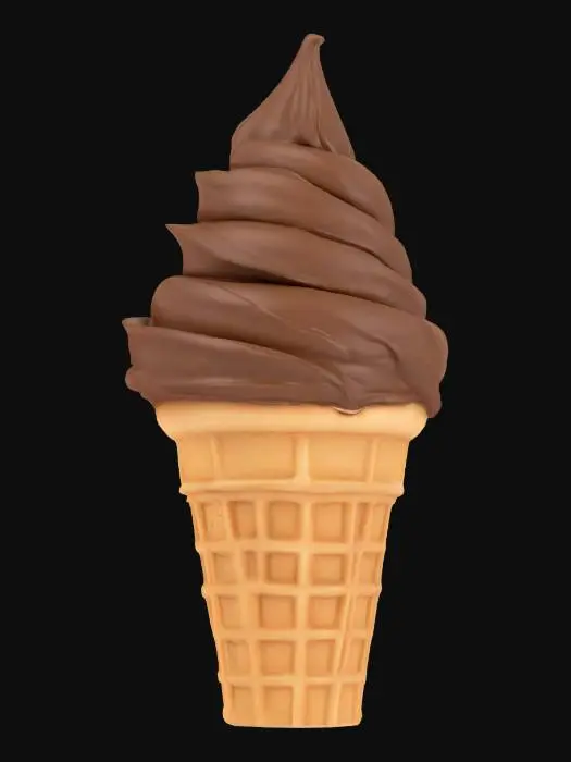 3D model for soft serve chocolate Ice cream, Ice-cream cone, Ultra Realistic, Highly Detailed