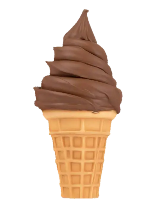 soft serve chocolate Ice cream, Ice-cream cone, Ultra Realistic, Highly Detailed 3D model, vytvořený pomocí AI
