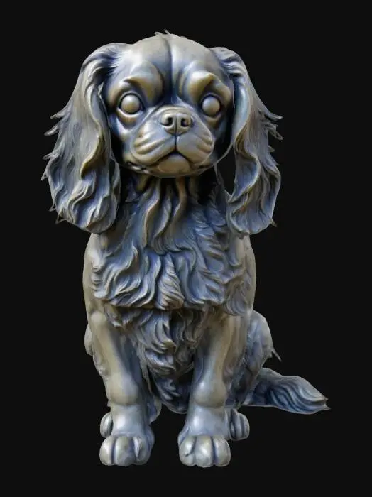 3D model for Realistic Cavalier King Charles Spaniel dog, Highly Detailed, Ultra Realistic, Symmetrical Body, Sitting