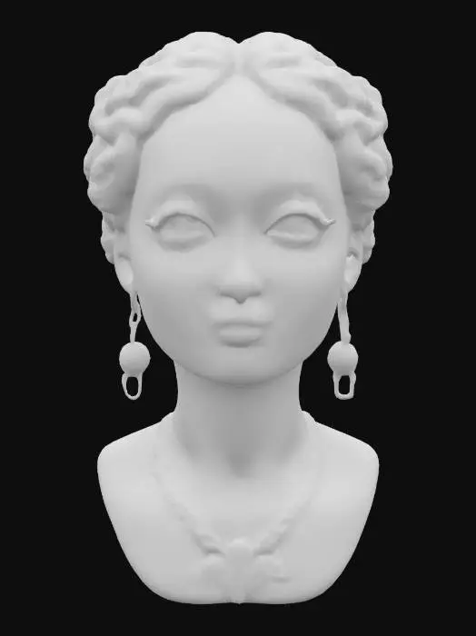 3D model for pretty gypsy lady, Bust, Highly Detailed, Polished, Ceramic, Stained Glass, League of Legends