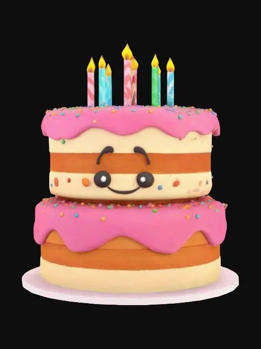 3D model for birthday cake, Pixar Style, Game Assets