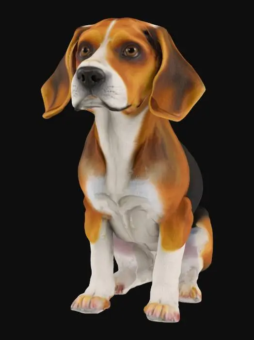3D model for beagle dog, Ultra Realistic, Highly Detailed, Full Body, Symmetrical Body