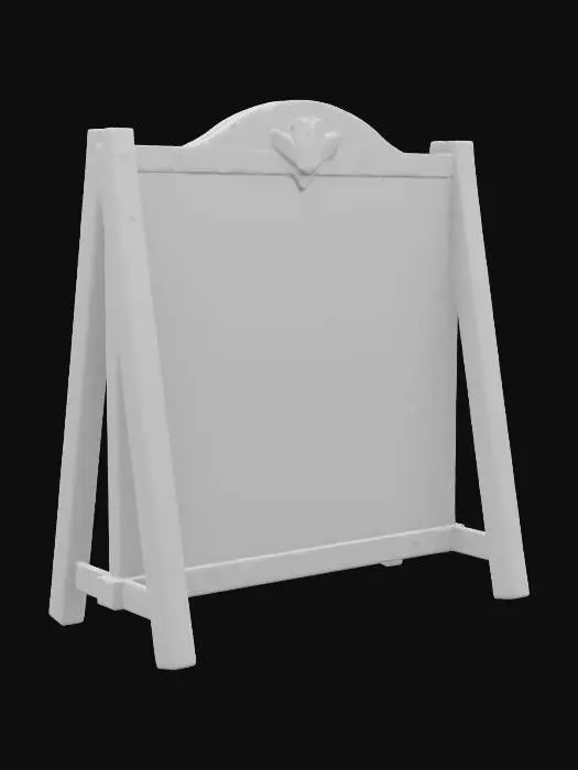 3D model for double sided sandwich board sign that is made of wood and the sign is blank. , Game Assets