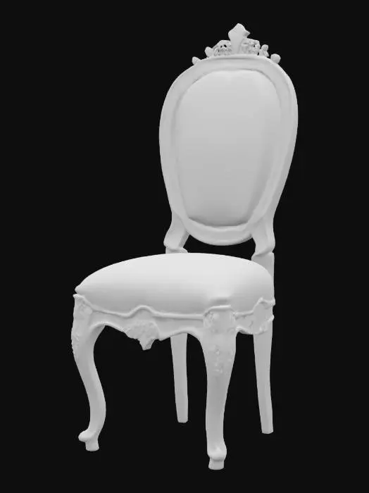 3D model for Shabby Chic light wood dining chair with cushions, Wood, Highly Detailed, Ultra Realistic