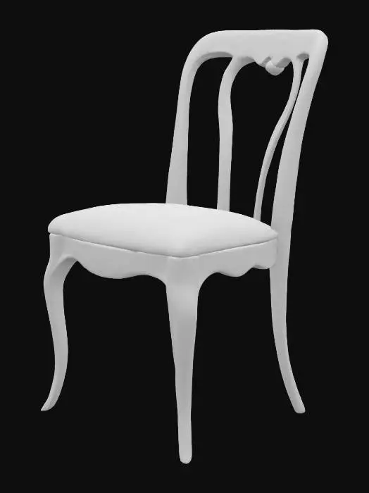 3D model for Shabby Chic light wood dining chair with cushions, Wood, Highly Detailed, Ultra Realistic
