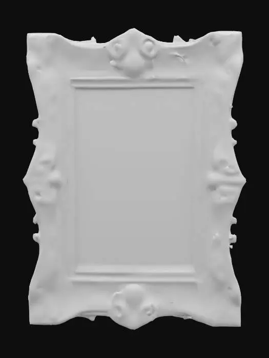 3D model for Ornate polished gold picture frame with painting of a landscape. The back should be blank solid gold. , Highly Detailed, Ultra Realistic