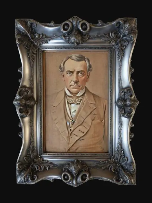 3D model for Ornate polished gold picture frame with painting of a landscape. The back should be blank solid gold. , Highly Detailed, Ultra Realistic