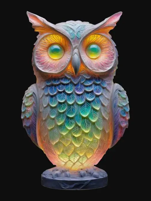 3D model for a decorative owl that is made from a pine cone, Hand Painted, Wood, Carved, Highly Detailed