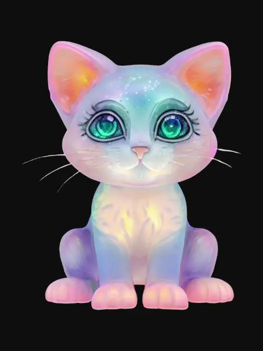 3D model for Kitten bust, stone, cute, hand painted, carved, realistic,
