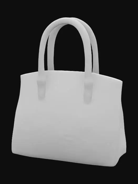 3D model for simple handbag purse, ultra realistic,  Solid inside or solid top, closed, just make it solid. light colored leather with an image of hand painted flowers on the front. 