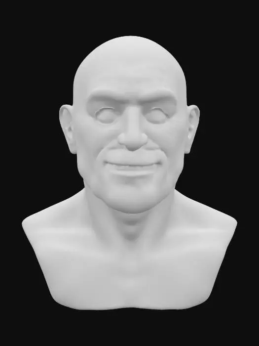 3D model for handsome old man bust, polished copper