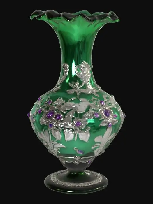 3D model for Ornate glass Victorian vase, Fantasy, Gemstone, Highly Detailed, Ultra Realistic