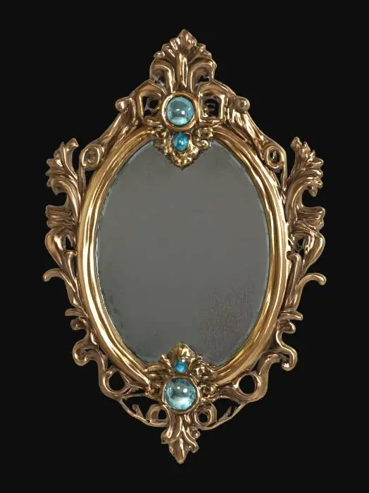 3D model for Ornate glass Victorian mirror, Fantasy, Gemstone, Highly Detailed, Ultra Realistic
