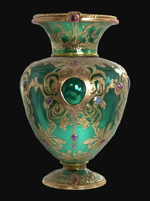3D model for Ornate glass Victorian vase, Fantasy, Gemstone, Highly Detailed, Ultra Realistic