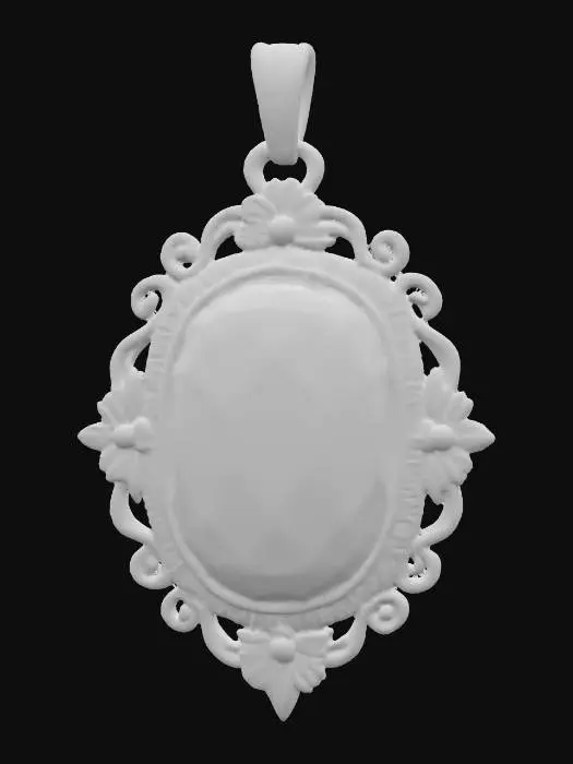 3D model for A vintage Victorian pendant with a amber stone  set in high polished pewter.  