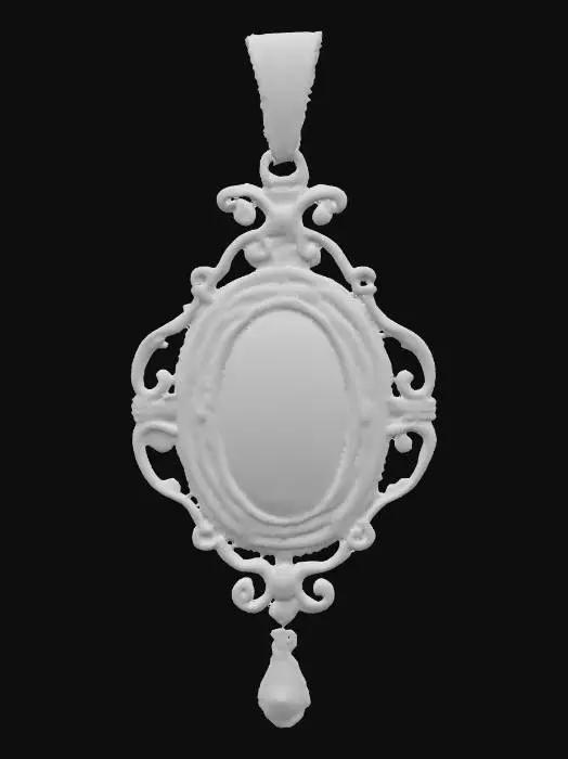 3D model for A vintage Victorian pendant with a amber stone  set in high polished pewter.  