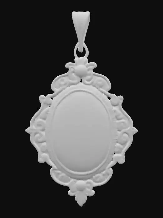 3D model for A vintage Victorian pendant with a amber stone  set in high polished pewter.  