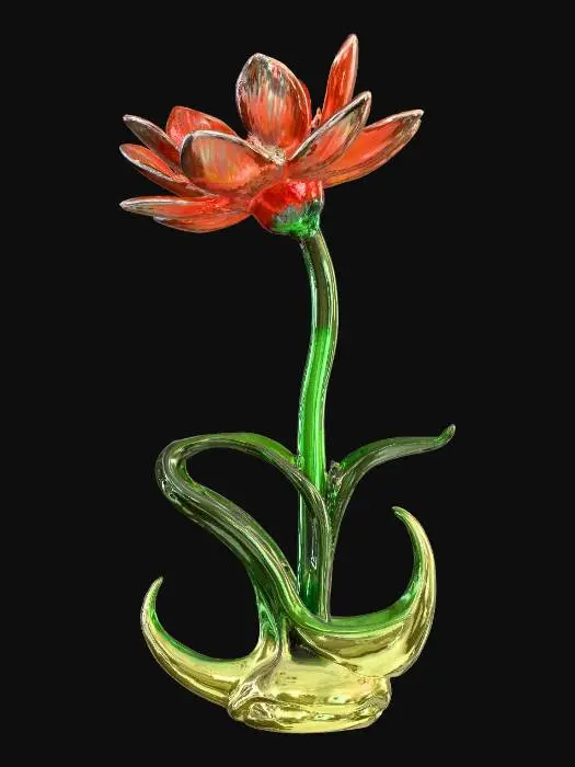 3D model for colorful polished glass floral sculpture 