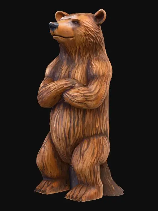 3D model for Bear statue carved out of an old tree trunk