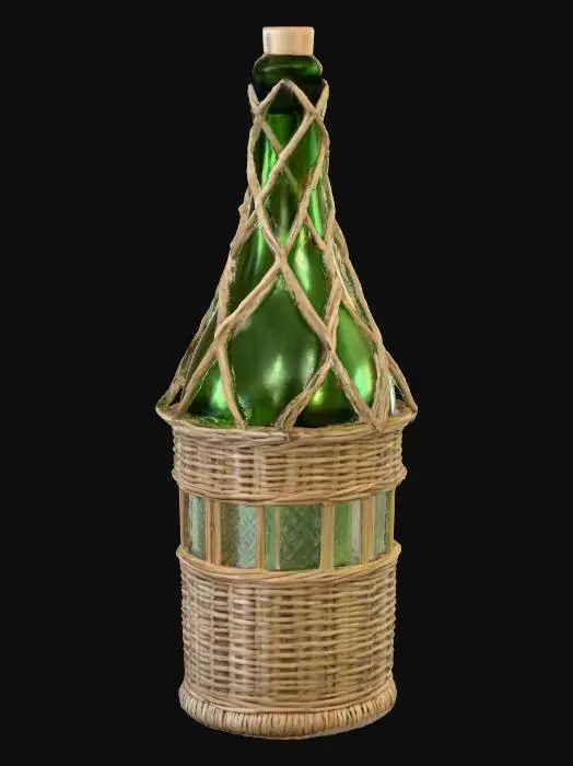 3D model for wine bottle in wicker wrap