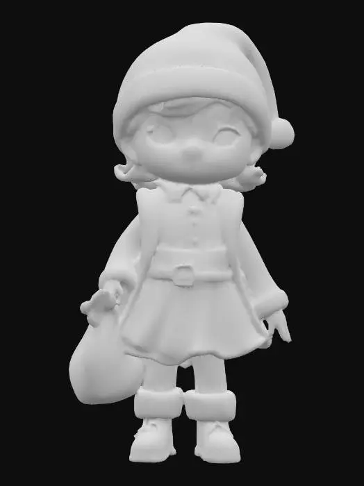3D model for A cute Chibi style Christmas Mrs. Claus wearing pale green and pale pink