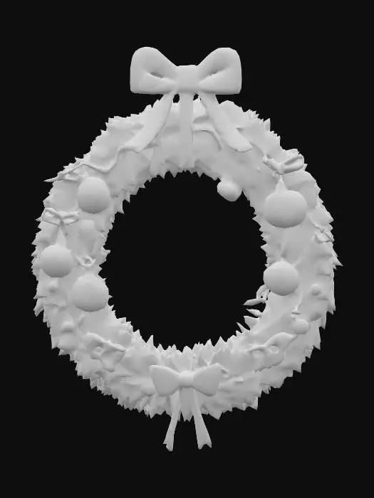 3D model for simple cartoon game ready Christmas wreath with pale green and pale blue and pale pink details