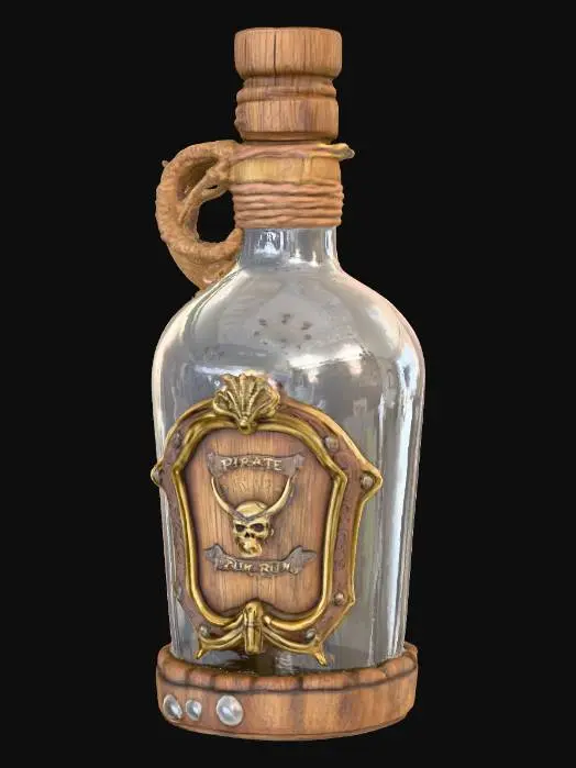 3D model for pirate bottle of rum, game ready