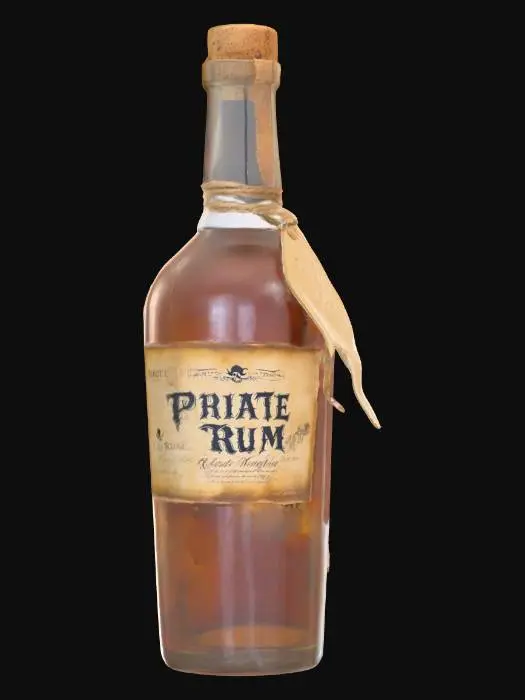 3D model for pirate bottle of rum, game ready