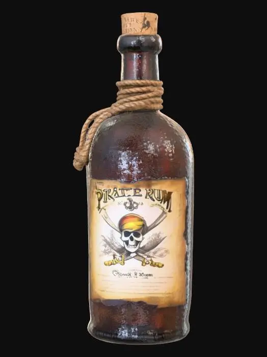 3D model for pirate bottle of rum, game ready