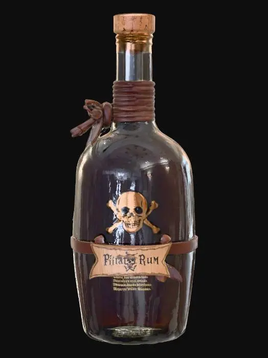 3D model for pirate bottle of rum, game ready