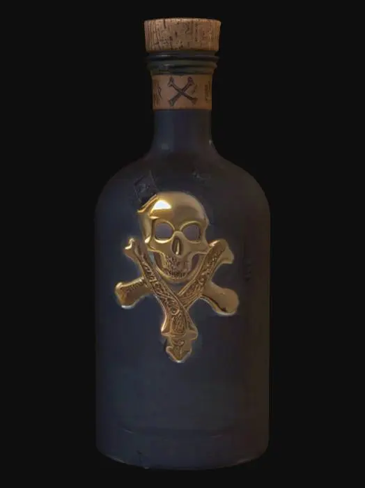3D model for pirate bottle of rum, game ready