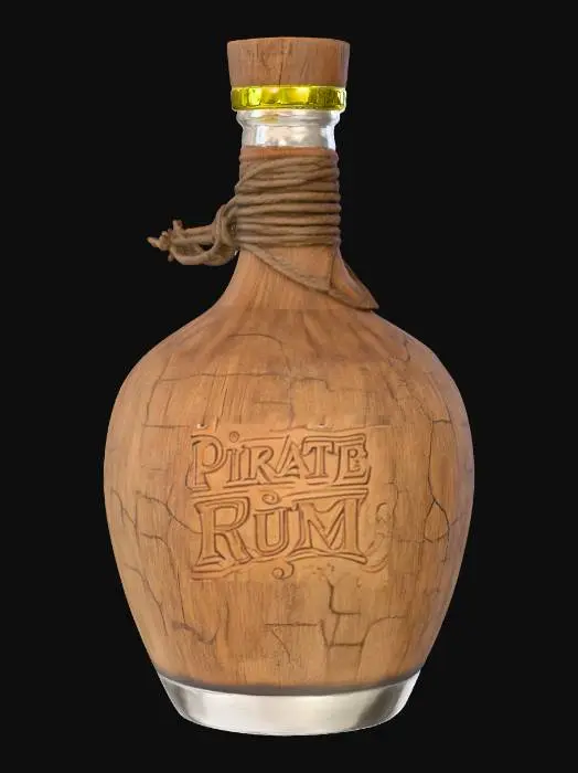 3D model for pirate bottle of rum, game ready