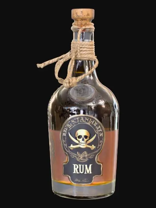 3D model for pirate bottle of rum, game ready