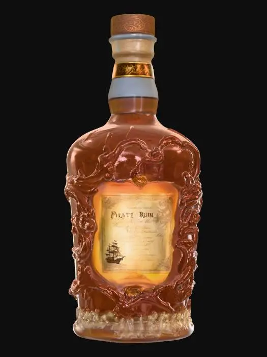 3D model for pirate bottle of rum, game ready