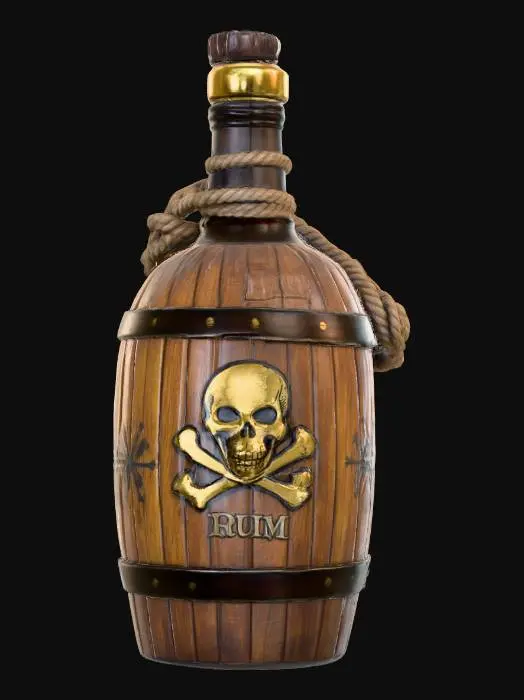 3D model for pirate bottle of rum, game ready