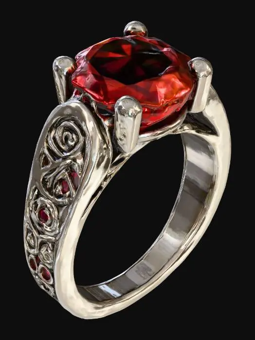 3D model for realistic brilliant shiny glossy gemstone ring