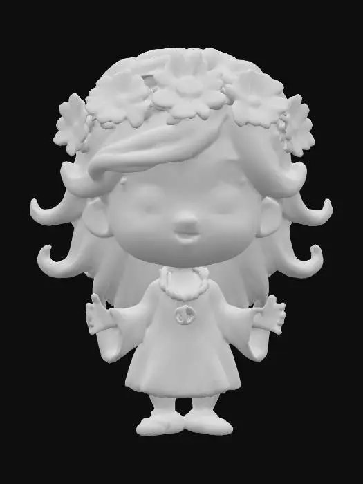 3D model for 1960's chibi style hippy