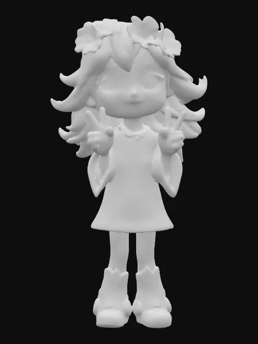 3D model for 1960's chibi style hippy